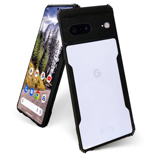 Image of AIBEX Crystal Clear Back Cover Case for Google Pixel 7 | 360 Degree Protection | Shock Proof Design | Transparent Back Cover Case (PC & TPU, Black Bumper)