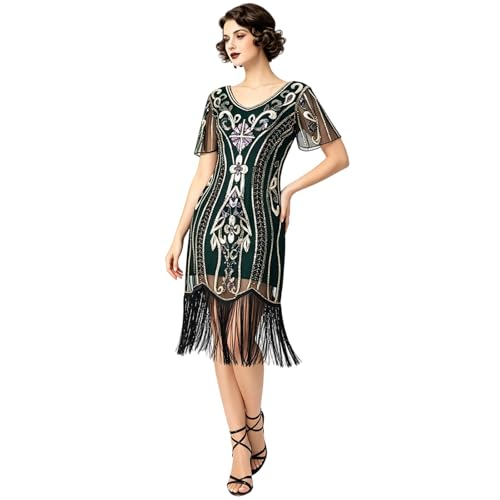 Robe de soirée rétro haut de gamme à paillettes et col en V plongeant