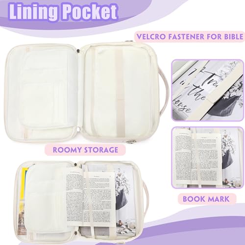 Jumpopack Corduroy Bible Cover Case for Women Grils Bible Cover with Shoulder Strap Bible Case for Bible Study Accessories,Corduroy Beige — view 3