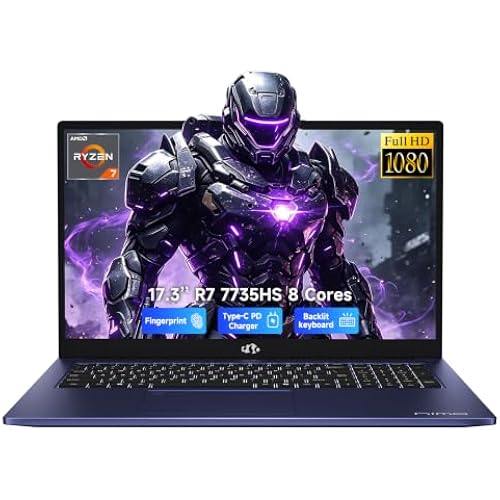 NIMO 17.3 FHD Light Gaming AI-Laptop, 8 Cores AMD R7 16GB DDR5 512GB SSD