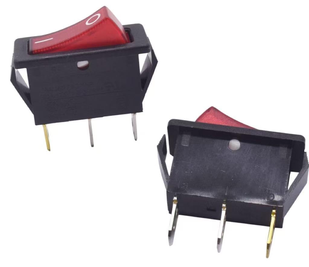 2Pcs R4 Switch Compatible with Light-COUN-Try 16A/250VAC 20A/125VAC 3/4HP 3-Pin 2-Position Rocker Switch with Red Light
