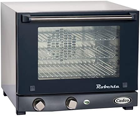Cadco OV-003 Compact Quarter Size Convection Oven with Manual Controls, 120-Volt/1450-Watt, Stainless/Black