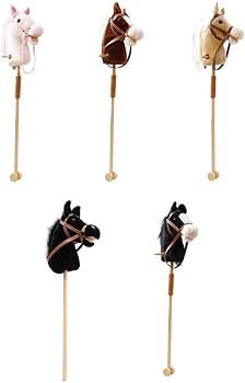 Amazon | 驚きの木製馬乗馬スティック 3歳以上向け, ローラーなしの黒