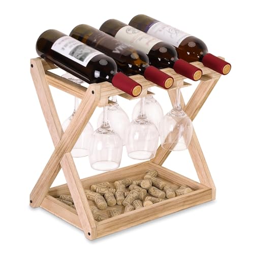 Soporte para 4 botellas de vino de madera miniatura 1