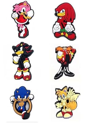 Hedgehog Character Shoe Charms, 6-Piece Set, Decorative Gaming Accessories