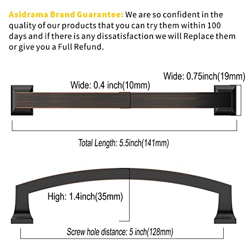 Asidrama 10 Pack 5 Inch(128Mm) Hole Centers Kitchen Cabinet Handles, Oil Rubbed Bronze Cabinet Pulls Kitchen Cabinet Hardware For Cupboard Drawer Handles Dresser Pulls #TOP2
