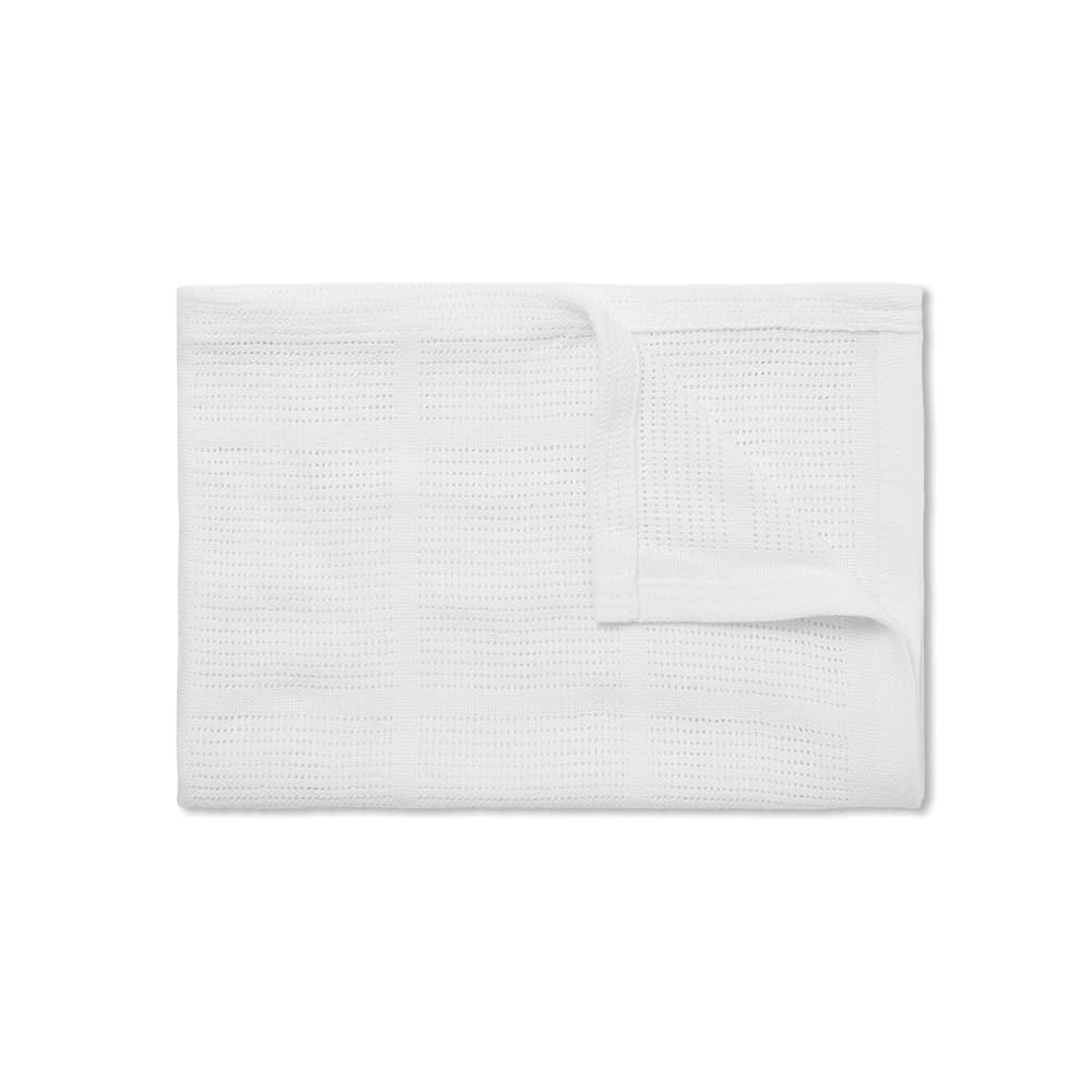 MORI Cellular Blanket White Organic Cotton Bamboo 70x100cm Lightweight Breathable for Newborn Durable Comfortable Swaddle Ideal for Cot Crib Moses Basket Pram or Travel
