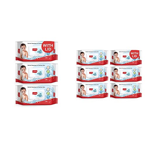 Image of LuvLap Paraben Free 99% Pure Water Nourishing Baby Wipes, with Fliptop Lid (72 Wipes /Pack, Pack of 3) & LuvLap Paraben Free 99% Pure Water Baby Wipes, with Fliptop Lid (72 Wipes /Pack, Pack of 6)
