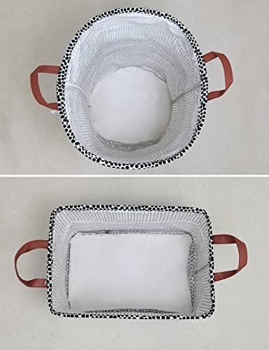 Langyashan Round And Rectangular Storage Bin, Canvas Fabric Collapsible Organizer Basket For Laundry Hamper,Toy Bins,Gift Baskets, Bedroom, Clothes,Baby Nursery (Line) #TOP4