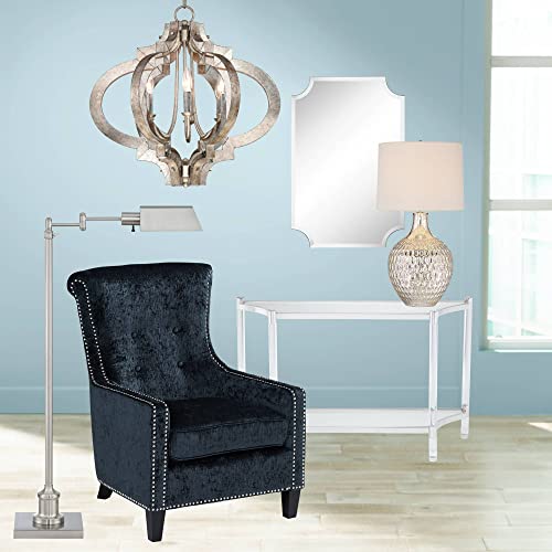 360 Lighting Waylon Modern Glam Luxury Table Lamp 28\" Tall Dimpled Textured Mercury Glass Off-White Tapered Drum Shade Decor for Living Room Bedroom House Bedside Nightstand Home Office - Thumbnail 7