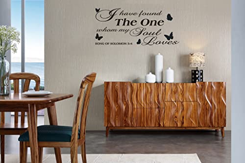 Inspirational Quotes Butterfly Flying Decor Wall Decals, I Have Found The One Whom My Soul Loves Wall Stickers For Marriage Couple, Bible Verse Wallpaper Vinyl Mural For Home Family #TOP3