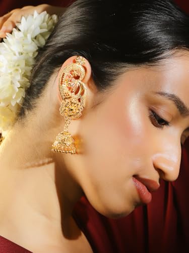 Image of Rubans Ear Cuff Jhumka Earrings Indian Ethnic Jewellery Gift for Women & Girls