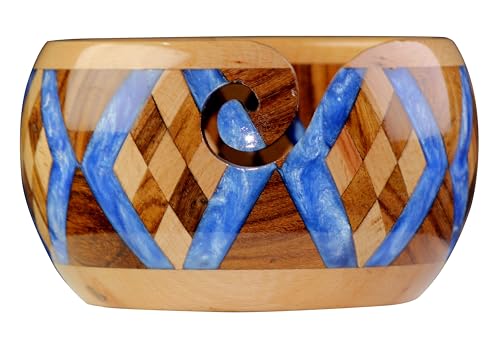 Image of Wooden Yarn Bowl for Knitting Yarn Bowl for Crocheting, Yarn Storage Bowl to Prevent Slipping, Wooden Yarn Holder, Best Gift for Crochet (#Design-6)