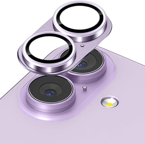 Image of Choiche Camera Lens Protector for iPhone 17 6.3-Inch, Full Coverage 9H Tempered Glass Ring Cover, Matte Metal Plate, Case Friendly, 1-Pack (Purple)