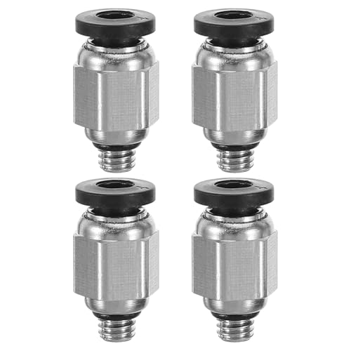 OUNONA 4pcs M5 Pneumatic Quick Connect Fittings Copper Push to Connect Straight Thread Air Hose Connectors for Industrial Pneumatic Tubing