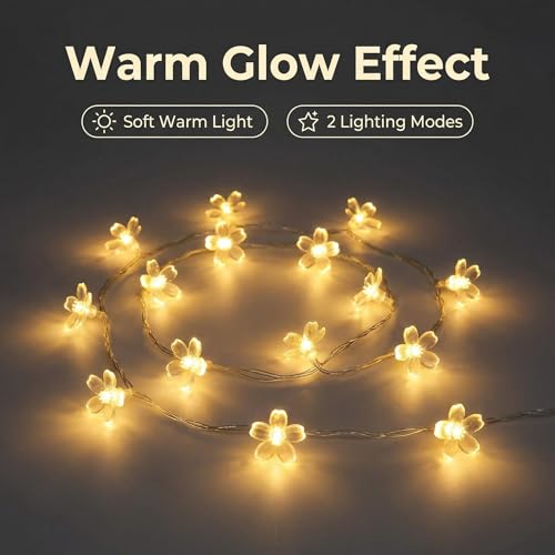 Guirnalda de luces para exteriores, 80 LED de flores impermeables de 10 metros 3