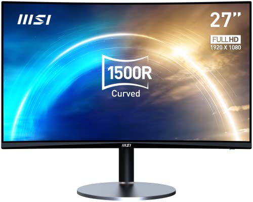 Image of MSI PRO MP272C 27 Inch Full HD Business & Productivity LCD Monitor - Curved Ergonomic, 1920 X 1080, 75 Hz, Eye-Friendly Screen, Built-in Speakers, VESA Mountable, Anti-Flicker, Black
