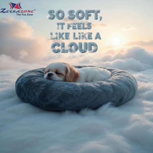 Image of ZEXSAZONE Round Donut Pet Bed for Cats and Puppies Dogs, Cozy and Plush, Raised Bedside Support, Both Sides Use Like 2 in One, Washable, Sizes for Small, Medium, and Large Pets. (Grey, Small)