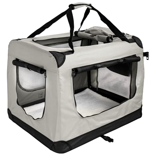 Faltbare Hundebox Transporttasche Transportbox Auto für Katze Hunde Große Kleine Box Bag Bed Decke Klein Auto Transport 7 Größen Taschen Fünf Farben Petigi (Creme, L (70 x 52 x 51 cm))