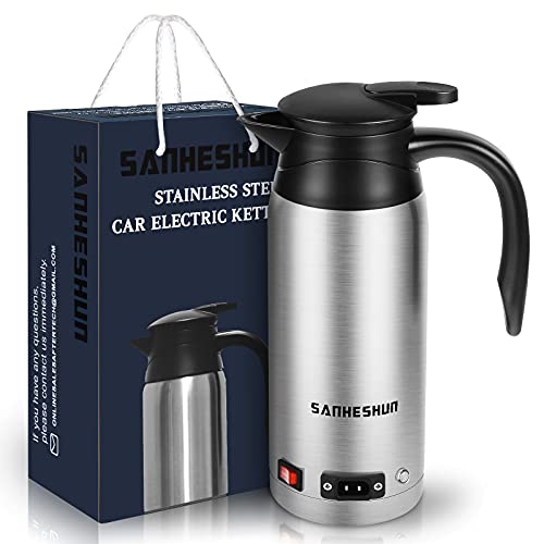 Electric Kettle, Car Kettle Boiler, Car Electric Kettle, Car Hot Water Kettle, 12V Car Electric Heater Cup, Car Heating Cup, Fast Water Boiler&Heater, 800ml stainless steel car kettle for Tea Milk