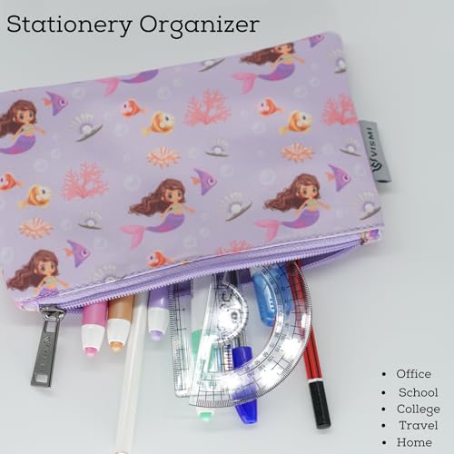 Image of VISMIINTREND Mermaid Print Flat Organizer Pouch - Ideal for Kids and Adults