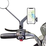 🛵Excelente Diseño⛅:Este soporte móvil moto adopta diseño a prueba de golpes y cuatro garras，eso puede garantizar un agarre fuerte,preprevenir efectivamente que el teléfono se caiga durante los baches de la carretera.Además la estructura de cuatro garras evita efectivamente la oclusión de botones, tomas o cámaras, puede escuchar música, grabar videos y utilizar la navegación durante el ejercicio intenso.