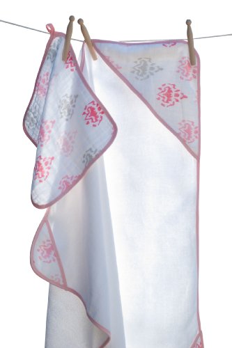 Angel Dear Hooded Towel and Washcloth, Ikat