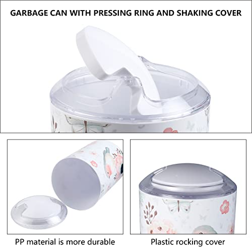 6 Pcs Bathroom Accessories Set - Toothbrush Holder, Toothbrush Cup, Soap Dispenser, Soap Dish, Toilet Brush, Trash Can, Colorful Printing Bathroom Set (Color #6-Flowers) #TOP2