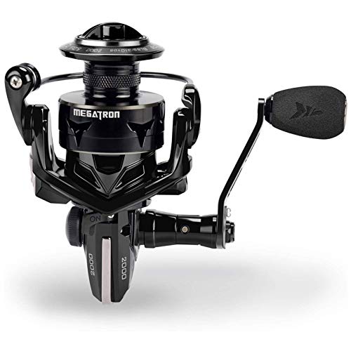 Kastking Megatron Spinning Reel, Great Saltwater Spinning Fishing Reel, Rigid Aluminum Frame 7+1 Double-Shielded Stainless-Steel Bb, Over 30 Lbs. Carbon Drag, Cnc Aluminum Spool & Handle #TOP7