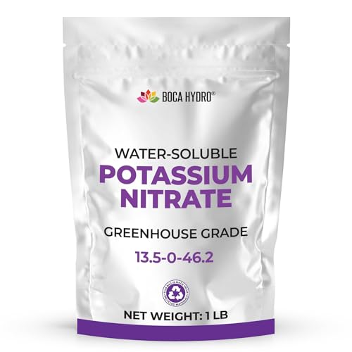 Boca Hydro Potassium Nitrate 13-0-46 High-Purity Water-Soluble Fertilizer. Approved for Hydroponics, Fertigation, Foliar Feeding & Soil, for All Fruits, Vegetables & Flowering Plants (1 Lb)