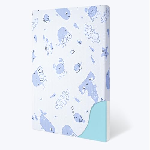 Pack and Play Mattress,Dual-Sided Breathable Premium Memory Foam Pack N Play Mattresses Pad,Mattress for Pack N Play with Soft Cute Jarquard Removable Cover