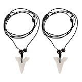Milisten Collar Colgante de Diente de Tiburón 2 Piezas, Cadena para Mujer en Resina Blanca, Collares Decorativos Versátiles para Uso Diario y Ocasiones Obsequios