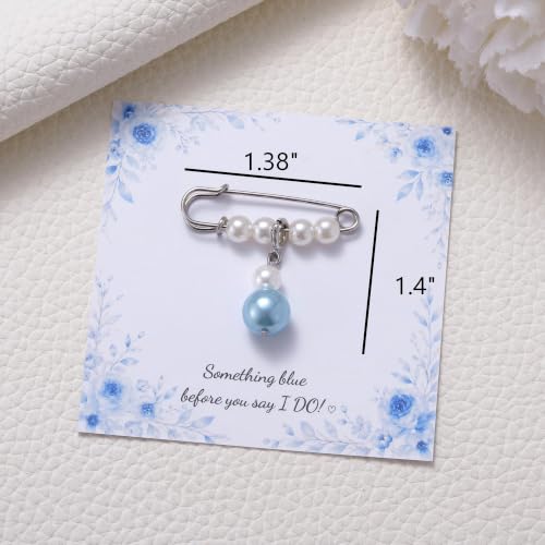 Image of MIXJOY Something Blue Gift for Bride, Wedding Day Bridal Blue Pearl Angel Wings Bouquet Garter Charm for Bride to Be
