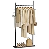 Nianerfaya Clothes Rack with 2 Hooks, Standing Garment Storage for Indoor - Coat Rack for Hanging Clothes for Bedroom - 25.6' Wide Garment Rack Metal Clothing Hanger Rack (Black)