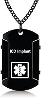 Vista 25 de Collar de identificación de alerta médica para hombres, grabado con láser, collar con colgante de etiqueta de acero inoxidable, identificación
