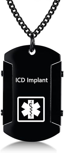 Miniatura 25 de Collar de identificación de alerta médica para hombres, grabado con láser, collar con colgante de etiqueta de acero inoxidable, identificación