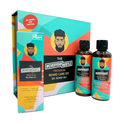 #EverydayHustle Premium Beard Care Kit for Men - With Shampoo, Conditioner & Spray Beard Oil - The Ultimate Beard Kit for Beard Moisture, Softening, Detangling, Grooming - 3-in-1 Pack