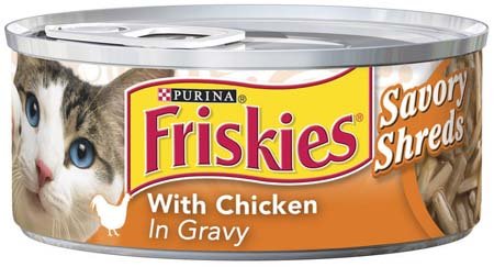 Friskies Savory Shreds with Chicken in Gravy Cat Food 5.5 oz (Pack of 24)