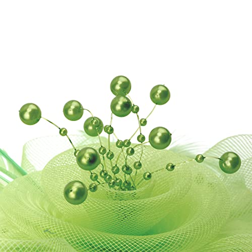 Image of DRESHOW Fascinators Hat Flower Mesh Ribbons Feathers on a Headband and a Clip Tea Party Headwear for Girls and Women
