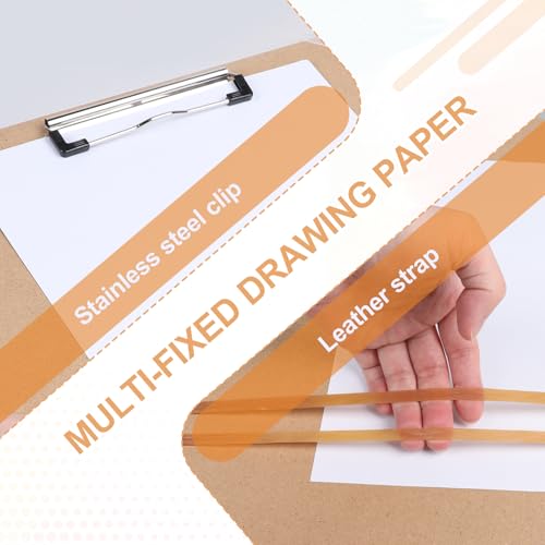 Miniatura 5 de Cprosp Tablero De Dibujo De Madera 43 X 32 Cm, Tablero De Pintura Portátil Con Pinzas Y Gomas De Acero Inoxidable, Para Aulas, Salones, Estudios Y Exteriores