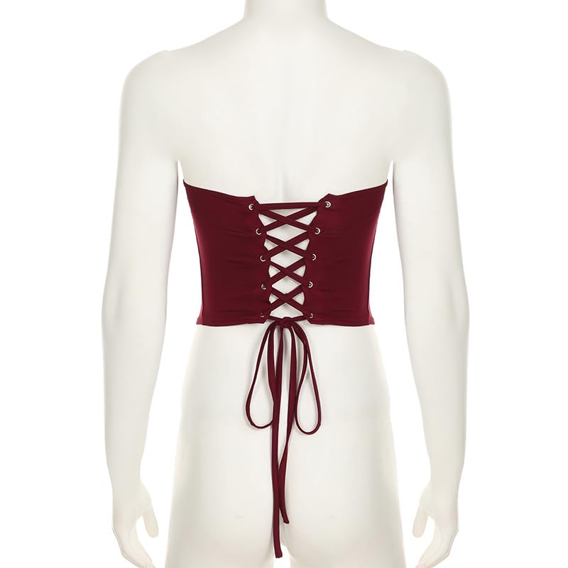 Mandonce Vacation Outfits for Women Sleeveless Off The Shoulder Sheath Bustier Tied Waistband Top and High Waisted Mini Skirt4