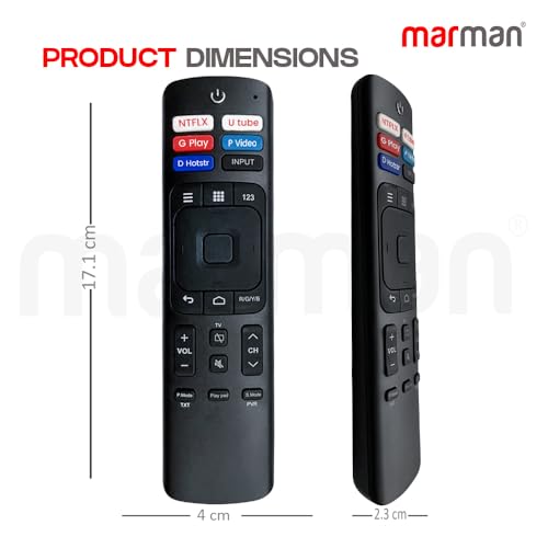 Image of marman Compatible with Vu Tv Remote Control Original Model ERF3169V Non Voice Control and Suitable for Vu Television - Match Remote Exactly to Replicate Genuine Remote Function