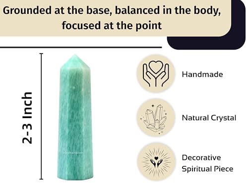 Image of Crystal Heaven Certified Amazonite Crystal Tower Obelisk Point for Chakra, Healing and Balancing - AAA Grade Original Certified Gemstone Agate for Reiki Meditation Yoga Spiritual (2-3 Inches)
