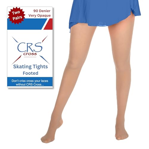 Image of CRS Cross Figure Skate Tights - 2 Pair Footed for Competitions, Practice, Ice Skating or Dance