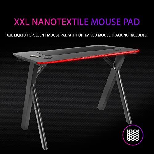MGD100RGB, Tavolo Gaming RGB, Mousepad XXL, Supporto Cuffie + Bottiglia, 100x60cm, Nero - Scrivania Gaming - Immagine 5