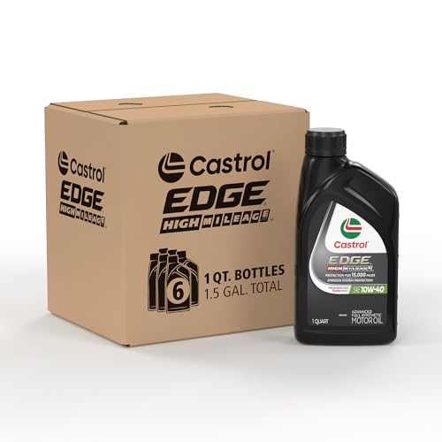 Castrol EDGE High Mileage 10W-40 Advanced Full Synthetic Motor Oil, 1 Quart, Pack of 6