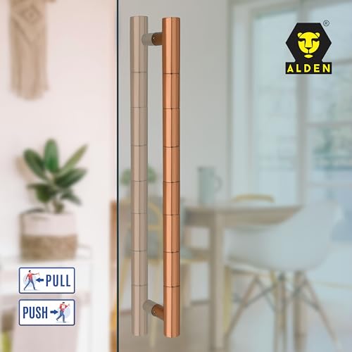 Image of ALDEN 18 inch Main Door Handle /Handle for Glass and Wooden Door /Pull and Push Stainless Steel Door Handle (PVD Rose Gold) (4 Years Warranty) (Pack of 1)
