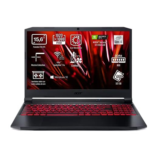 Acer Nitro 5 AN515-56-51V8 - Ordenador Portátil Gaming 15.6" Full HD, Gaming Laptop (Intel Core i5-11300H, 8GB RAM, 512GB SSD, NVIDIA GeForce GTX 1650, Windows 10 Home), PC Portátil Negro - QWERTY