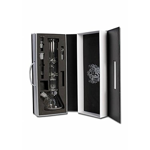 Black Leaf Ice Bong in Vetro 36cm per Erbe e Oli con Valigetta