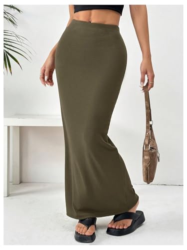 Image of GORGLITTER Women's Trendy Pencil Long Maxi Skirts High Waisted Skirt